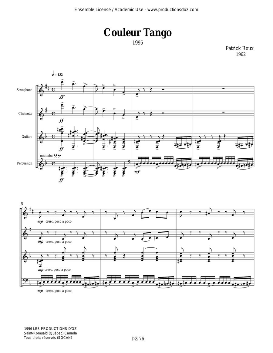 Couleur Tango Couleur Tango Clarinet scores gallery preview page 2