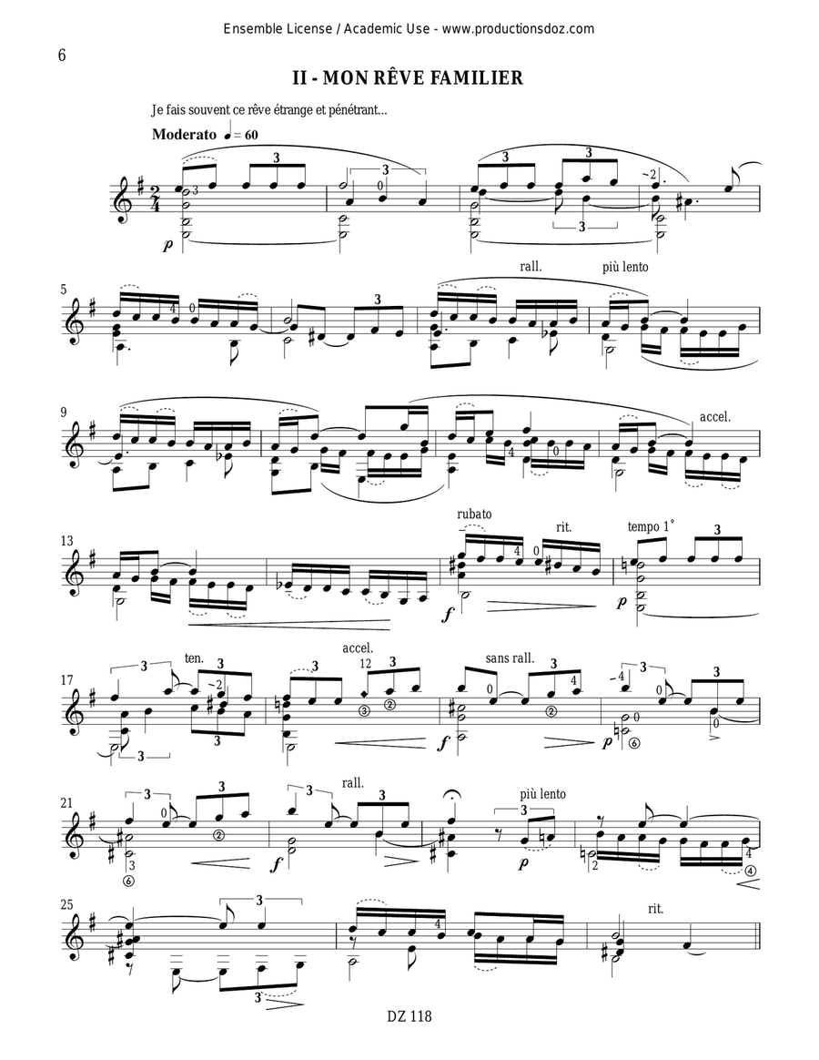 4 pièces inspirées de poèmes de Verlaine Classical Guitar scores gallery preview page 6