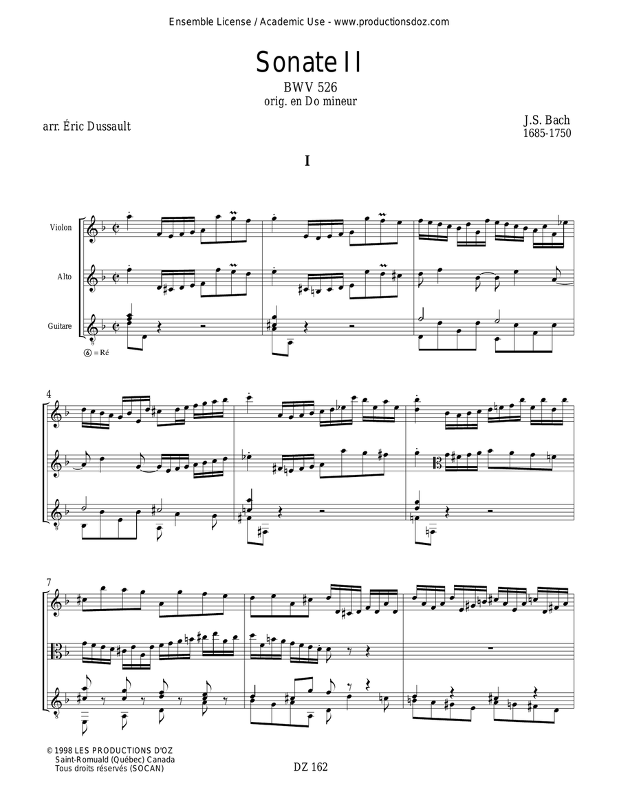 Six sonates en trio, vol. II, BWV 526 Viola scores gallery preview page 3