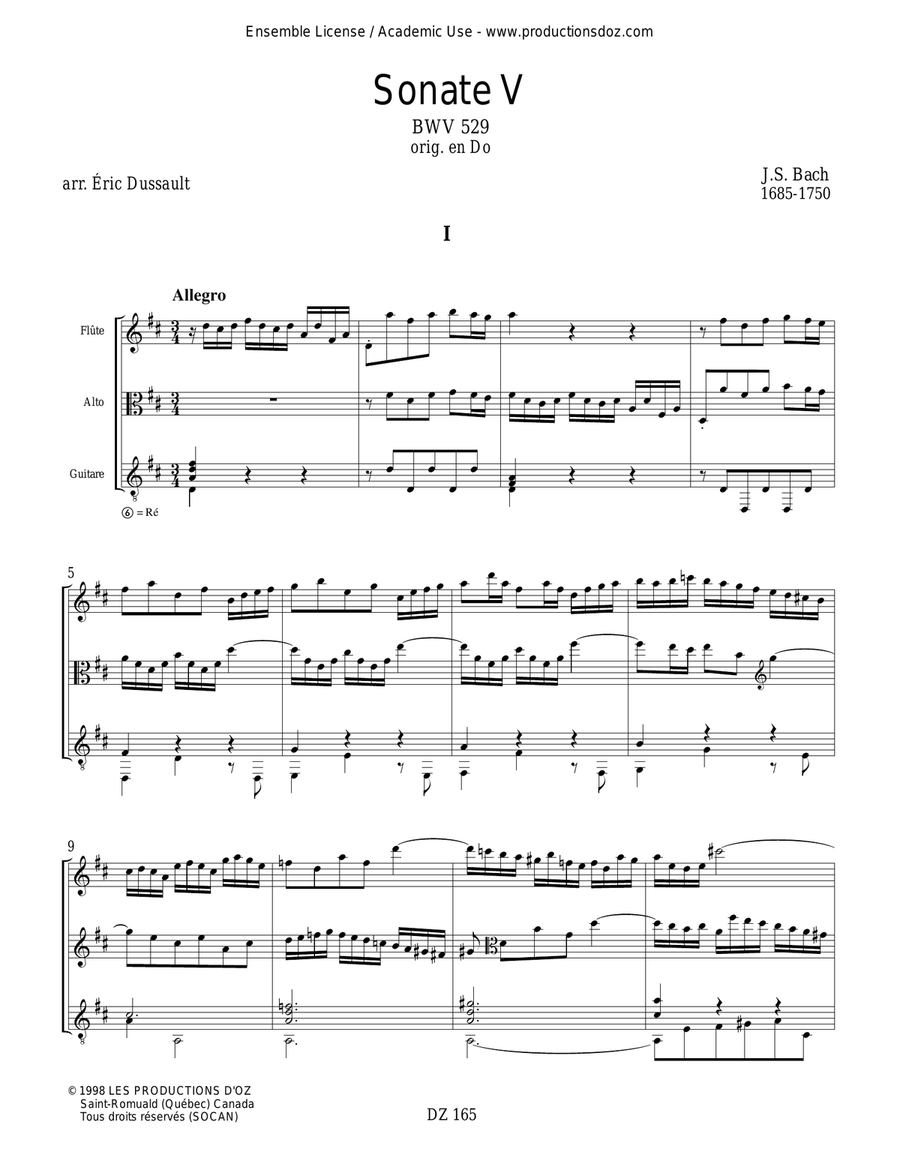 Six sonates en trio, vol. V, BWV 529 Flute scores gallery preview page 3