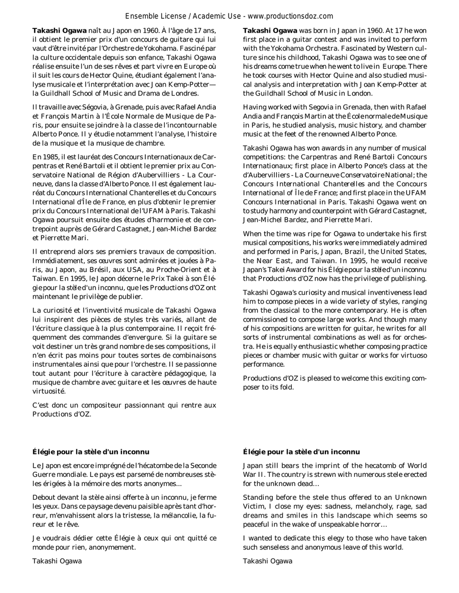 Élégie pour la stèle d'un inconnu Classical Guitar scores gallery preview page 2