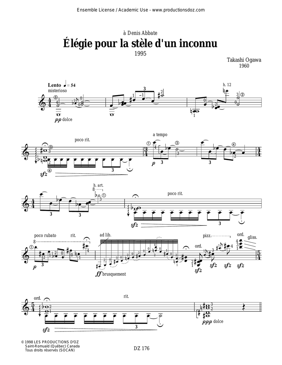 Élégie pour la stèle d'un inconnu Classical Guitar scores gallery preview page 3