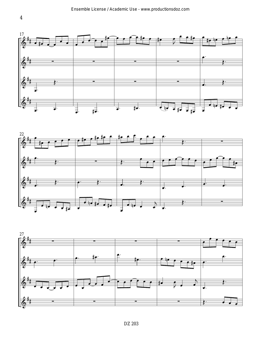 Sonate K. 30, L. 499 - Fugue du chat Guitar Ensemble scores gallery preview page 4