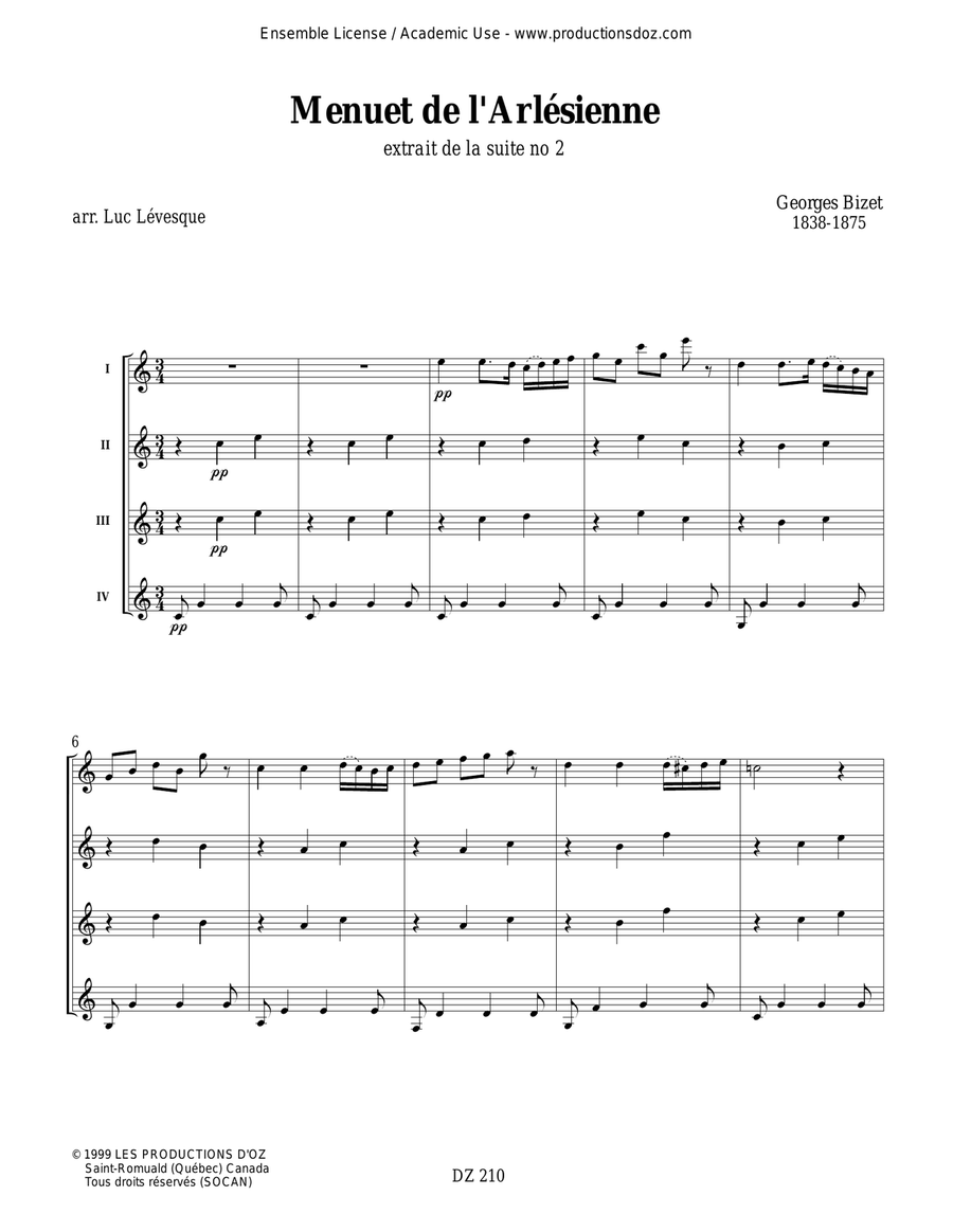 Menuet de l'Arlésienne Menuet de l'Arlésienne Guitar Ensemble scores gallery preview page 2