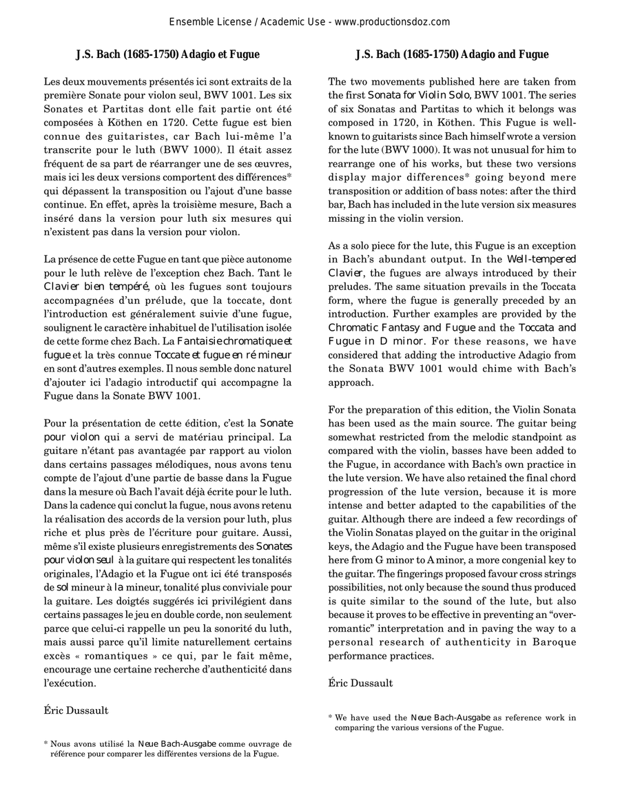 Adagio et Fugue, BWV 1001 Classical Guitar scores gallery preview page 2
