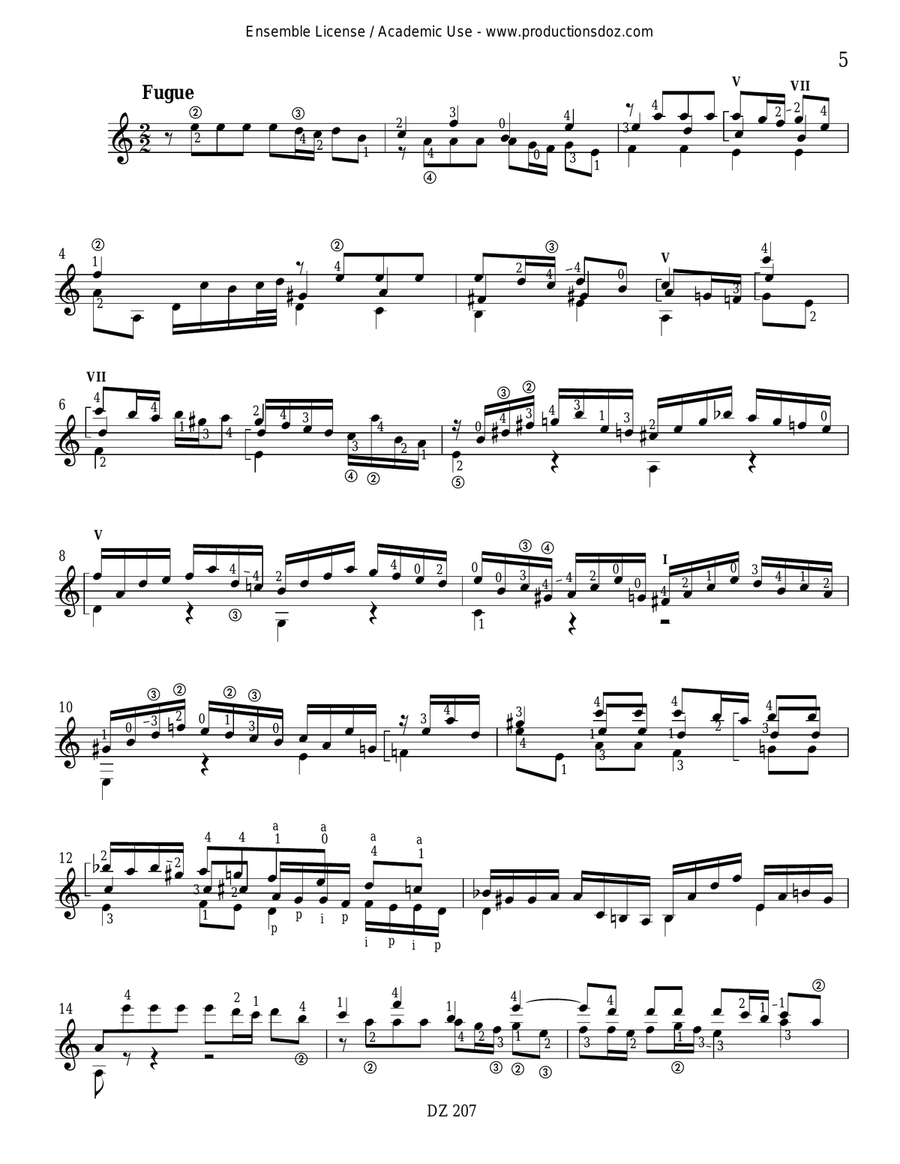 Adagio et Fugue, BWV 1001 Classical Guitar scores gallery preview page 5