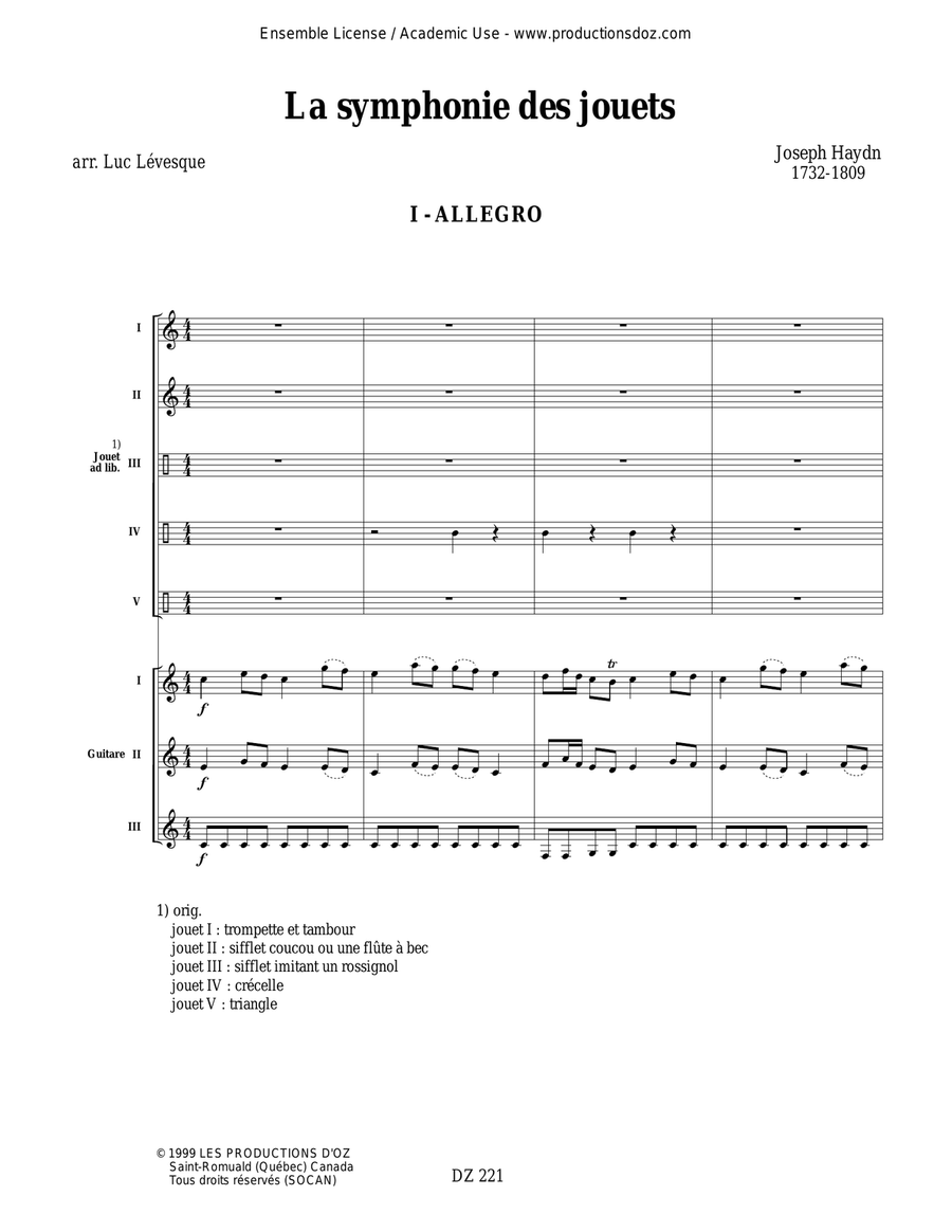 La symphonie des jouets La symphonie des jouets Guitar Ensemble scores gallery preview page 2