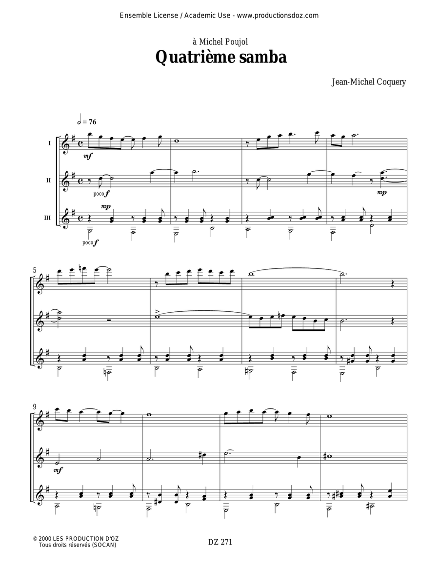 Quatrième samba Guitar Ensemble scores gallery preview page 2
