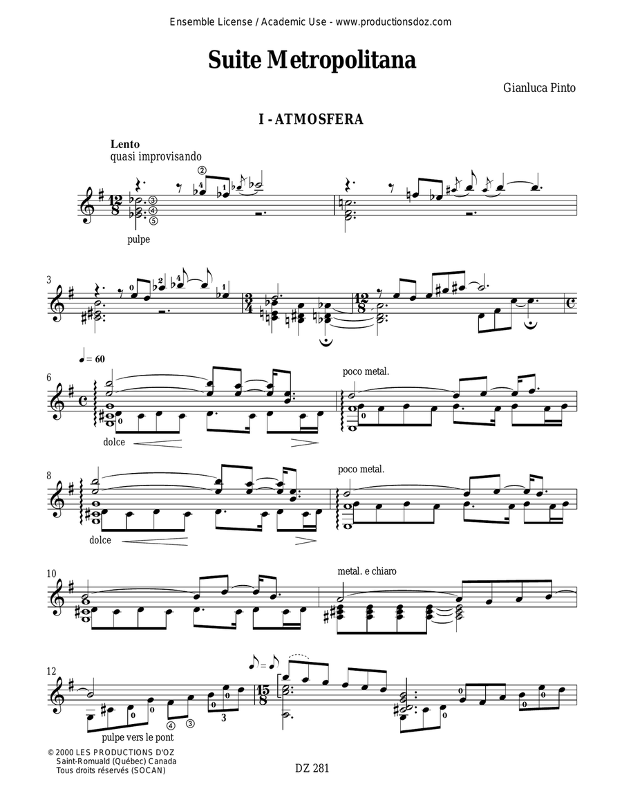 Suite Metropolitana Suite Metropolitana Classical Guitar scores gallery preview page 2