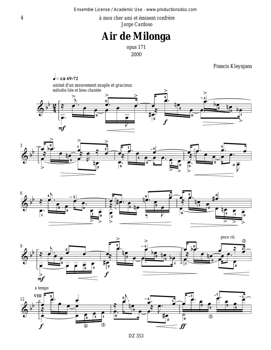 Aubade, Air de Milonga Aubade, Air de Milonga Classical Guitar scores gallery preview page 4