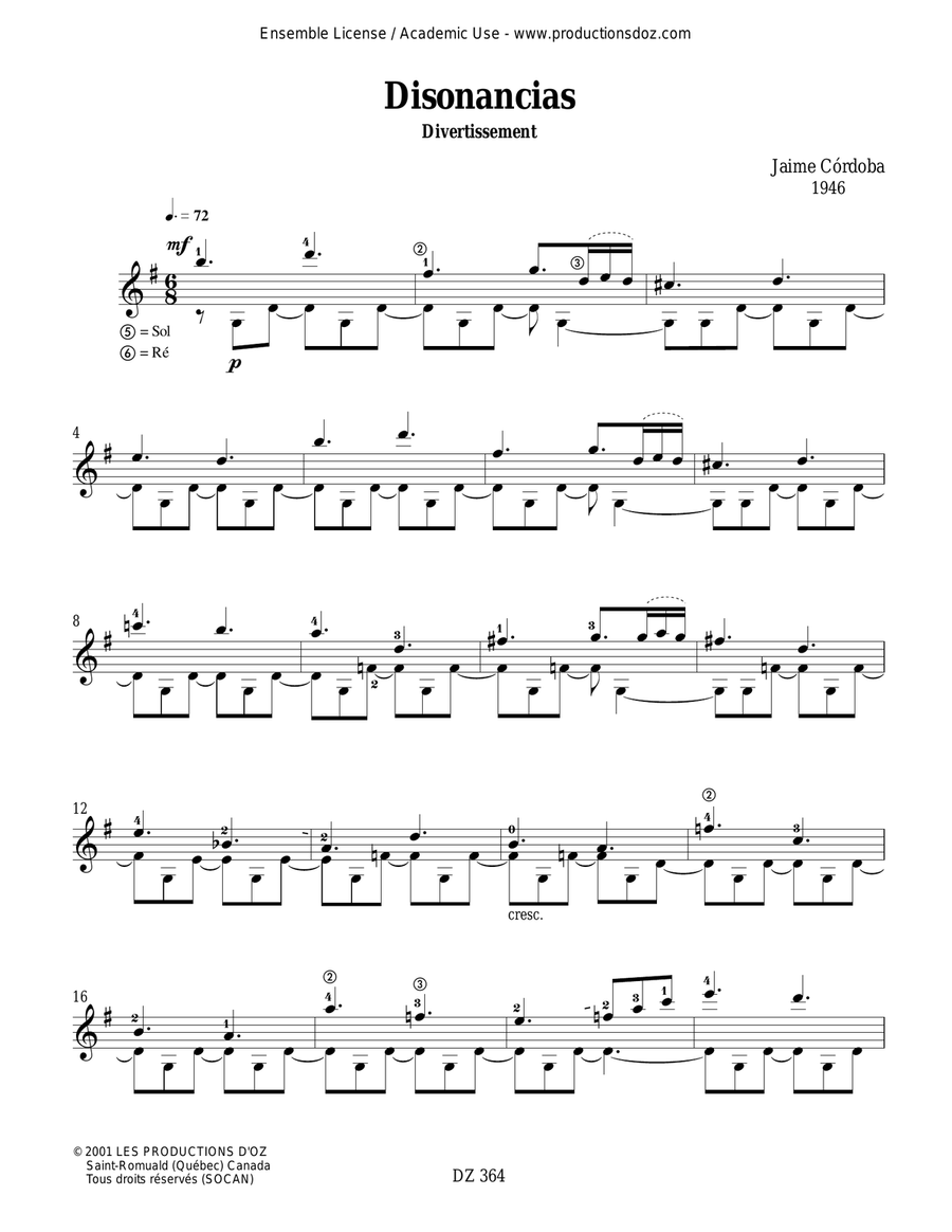 Disonancias, Zambalero, Prélude Classical Guitar scores gallery preview page 3