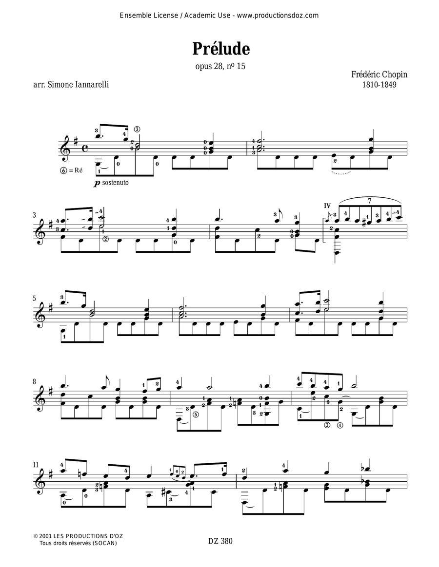Prélude, opus 28, no 15 Prélude, opus 28, no 15 Classical Guitar scores gallery preview page 3