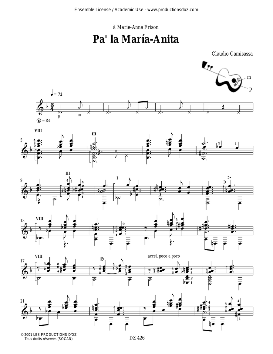 Pa' la María-Anita, Zamba..., Pa'l doctor Classical Guitar scores gallery preview page 3