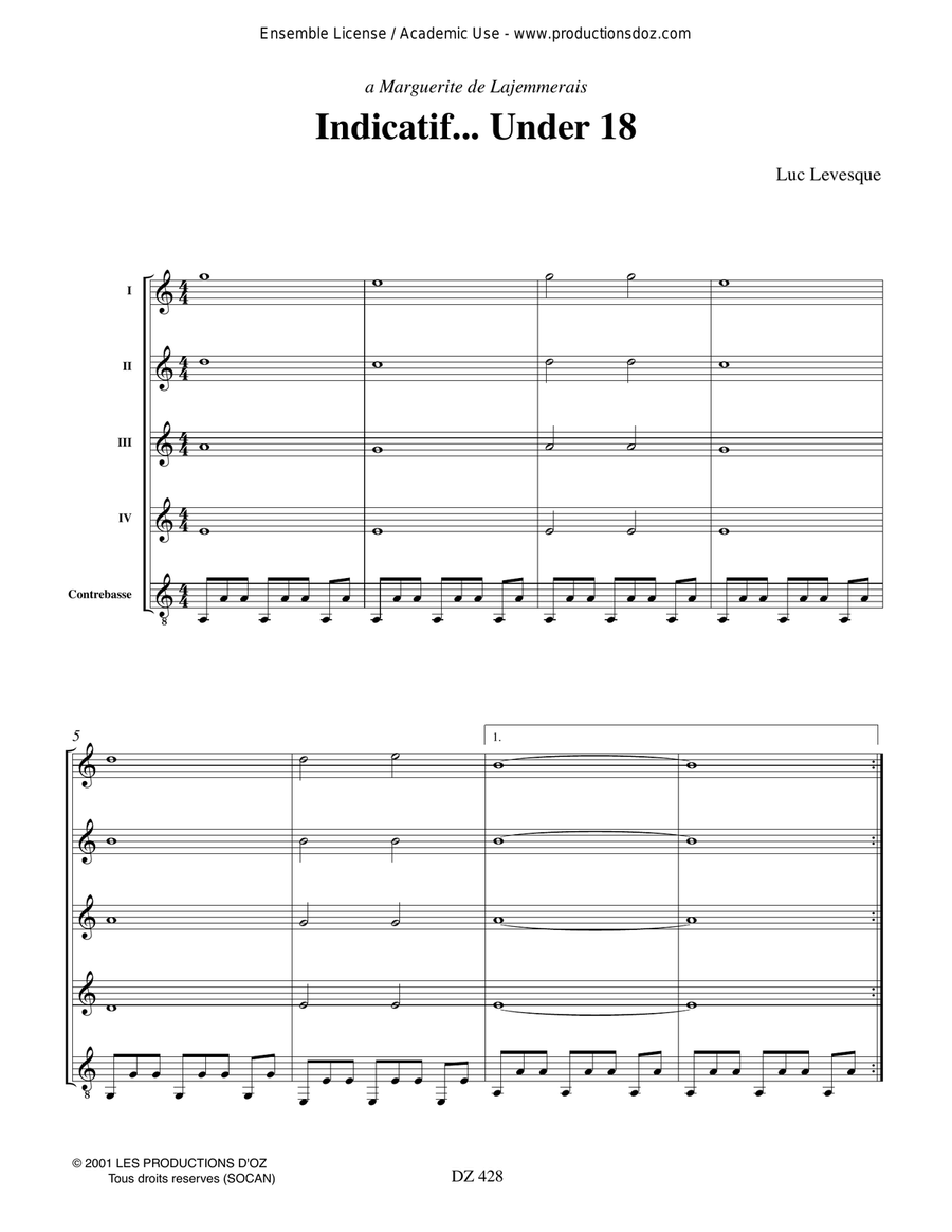 Indicatif... Under 18 Indicatif... Under 18 Guitar Ensemble scores gallery preview page 3