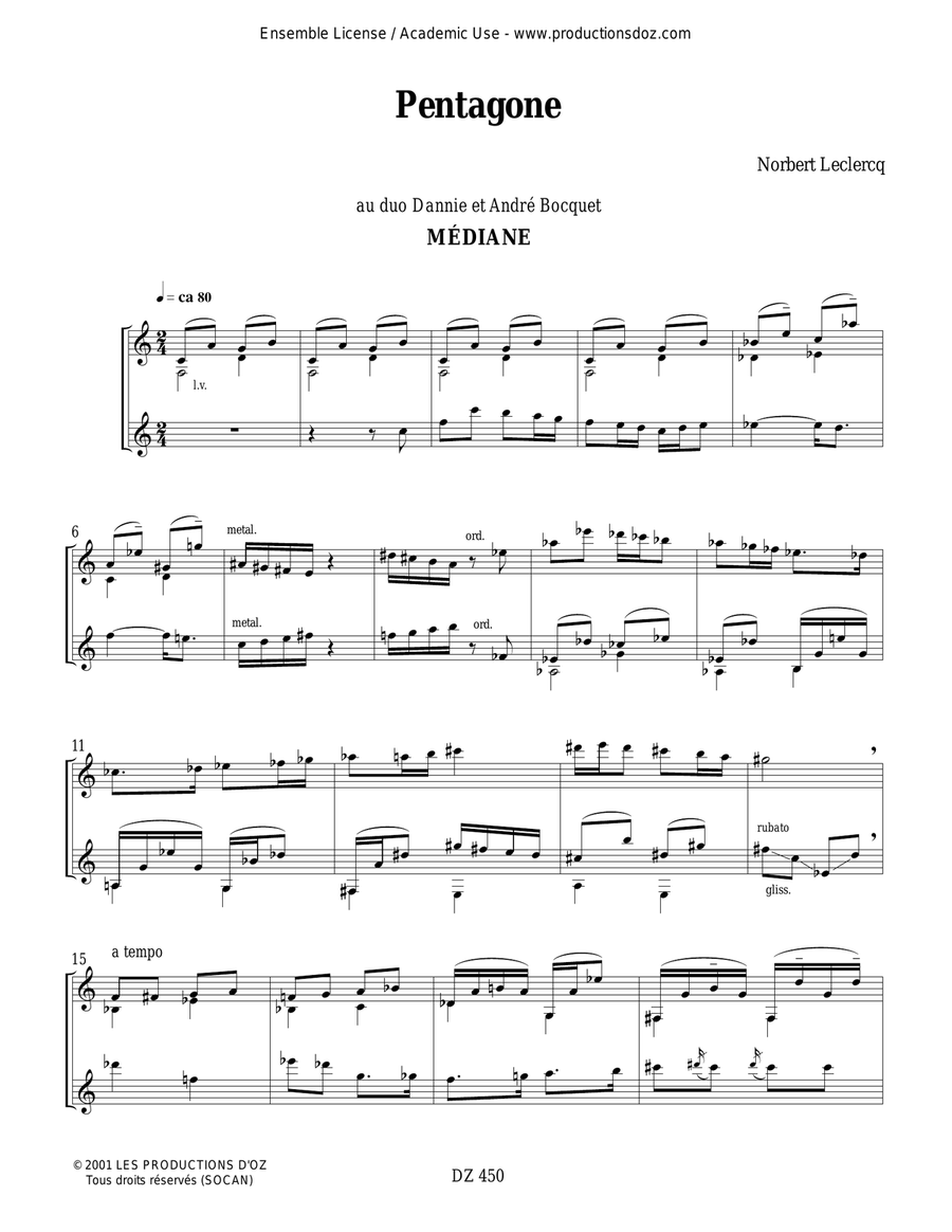 Pentagone - Médiane Pentagone - Médiane Classical Guitar scores gallery preview page 3