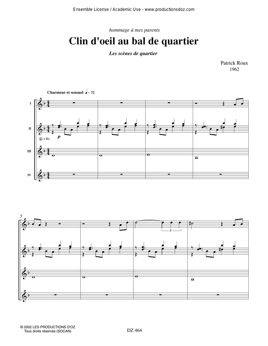 Clin d'oeil au bal de quartier Guitar Ensemble scores gallery preview page 4