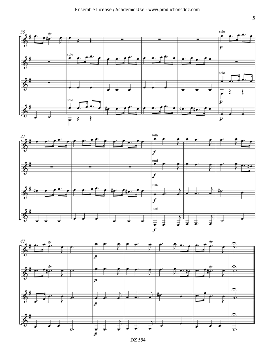 L'Estro Armonico, Concerto no 4, RV 550 Guitar Ensemble scores gallery preview page 5