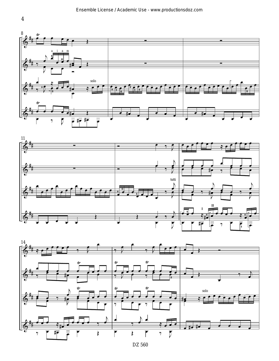 L'Estro Armonico, Concerto no 10, RV 580 Guitar Ensemble scores gallery preview page 4