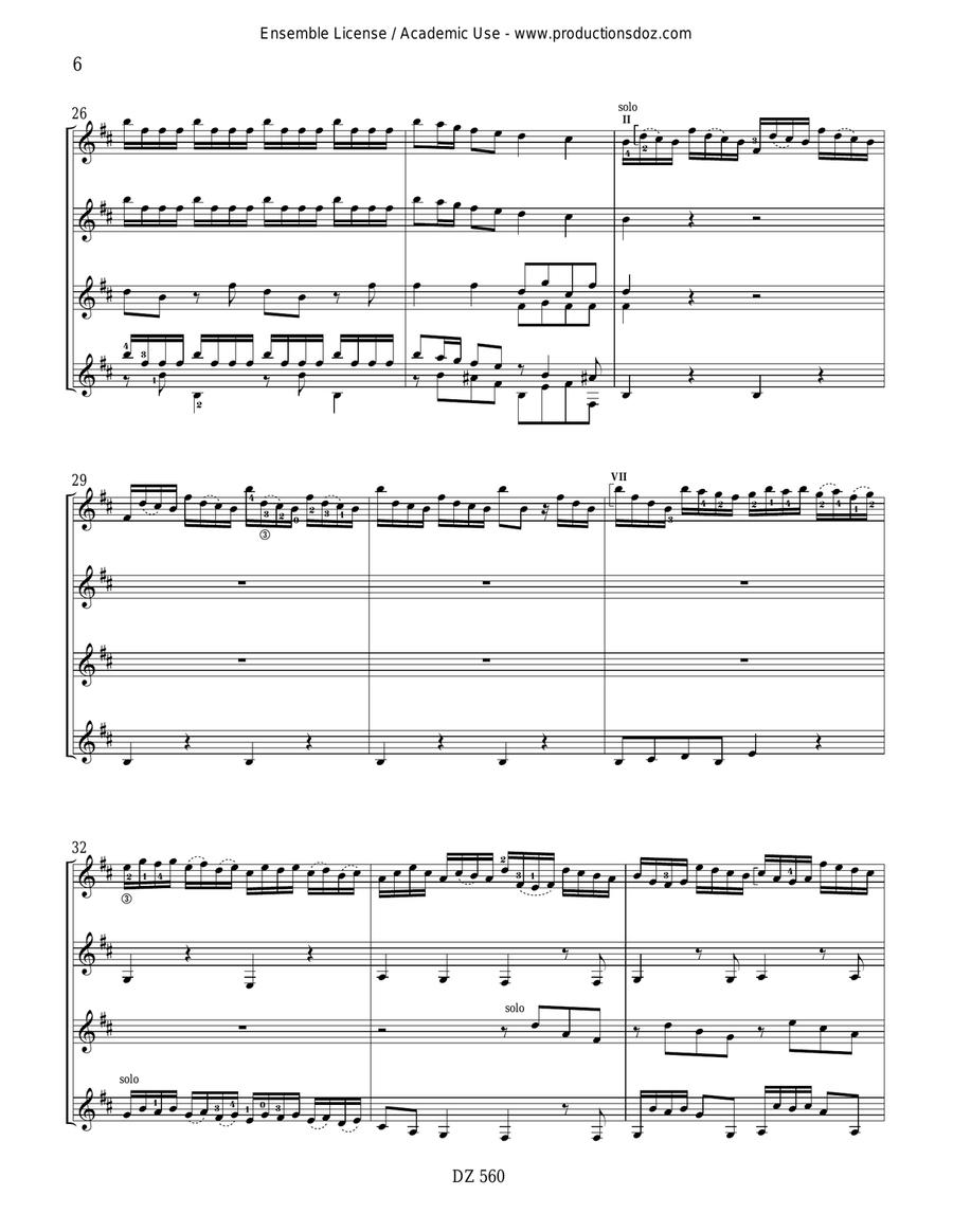 L'Estro Armonico, Concerto no 10, RV 580 Guitar Ensemble scores gallery preview page 6