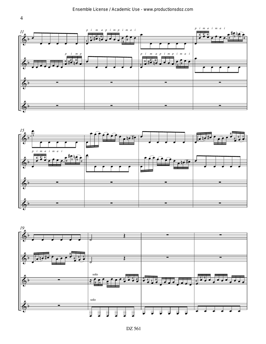 L'Estro Armonico, Concerto no 11, RV 565 Guitar Ensemble scores gallery preview page 4