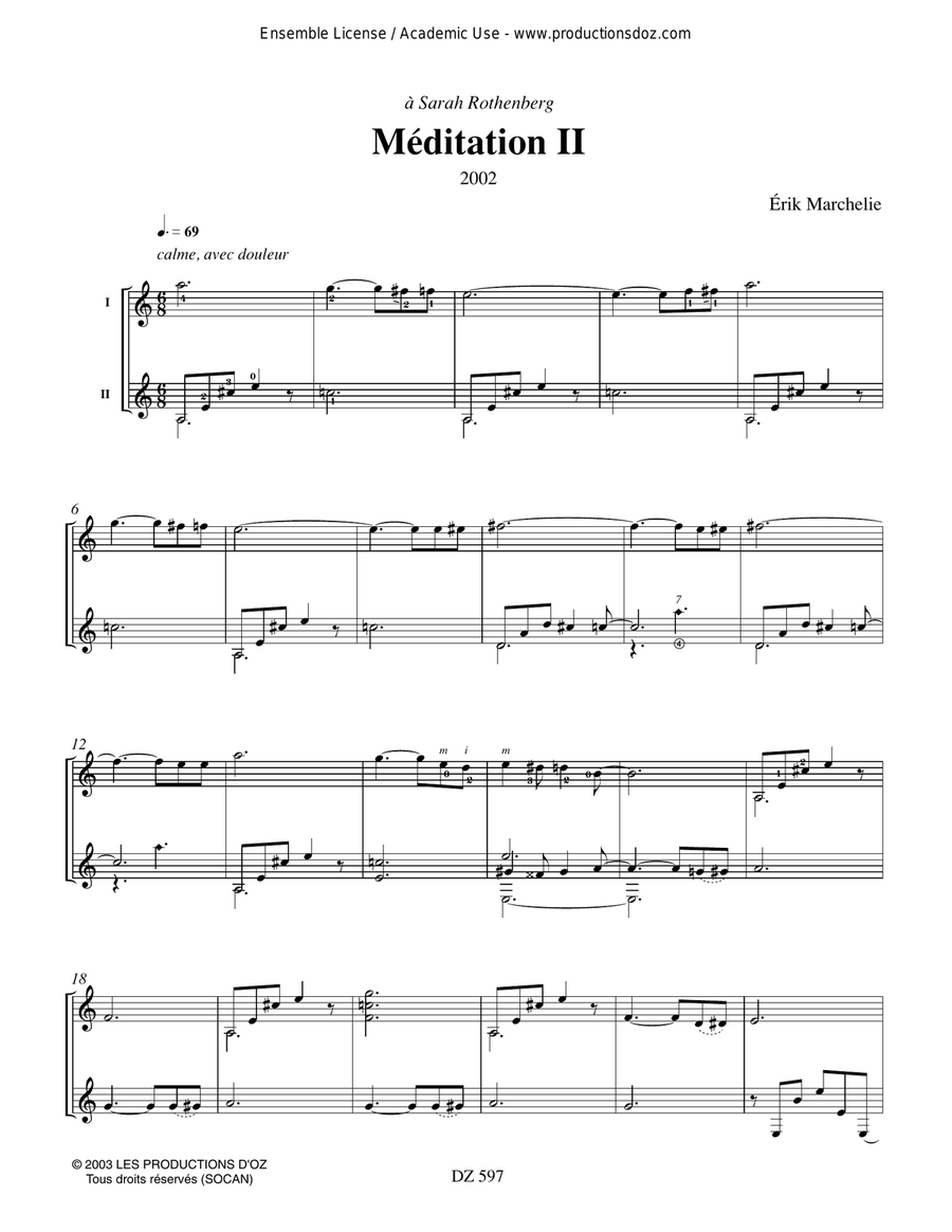 Méditation II Méditation II Classical Guitar scores gallery preview page 3