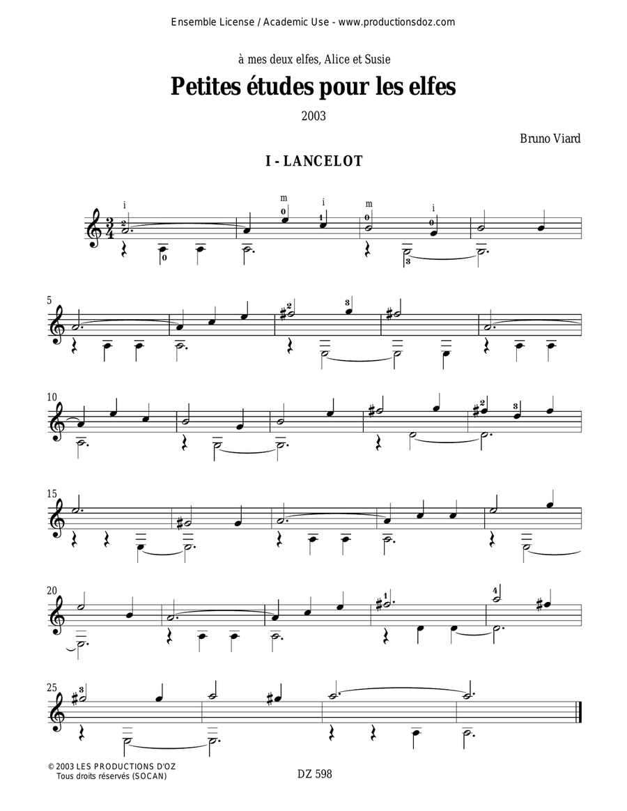 Petites études pour les elfes Classical Guitar scores gallery preview page 3