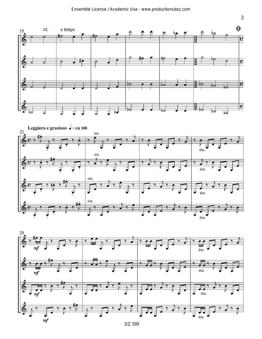 Quatuor No. 1 (La comète) Guitar Ensemble scores gallery preview page 3