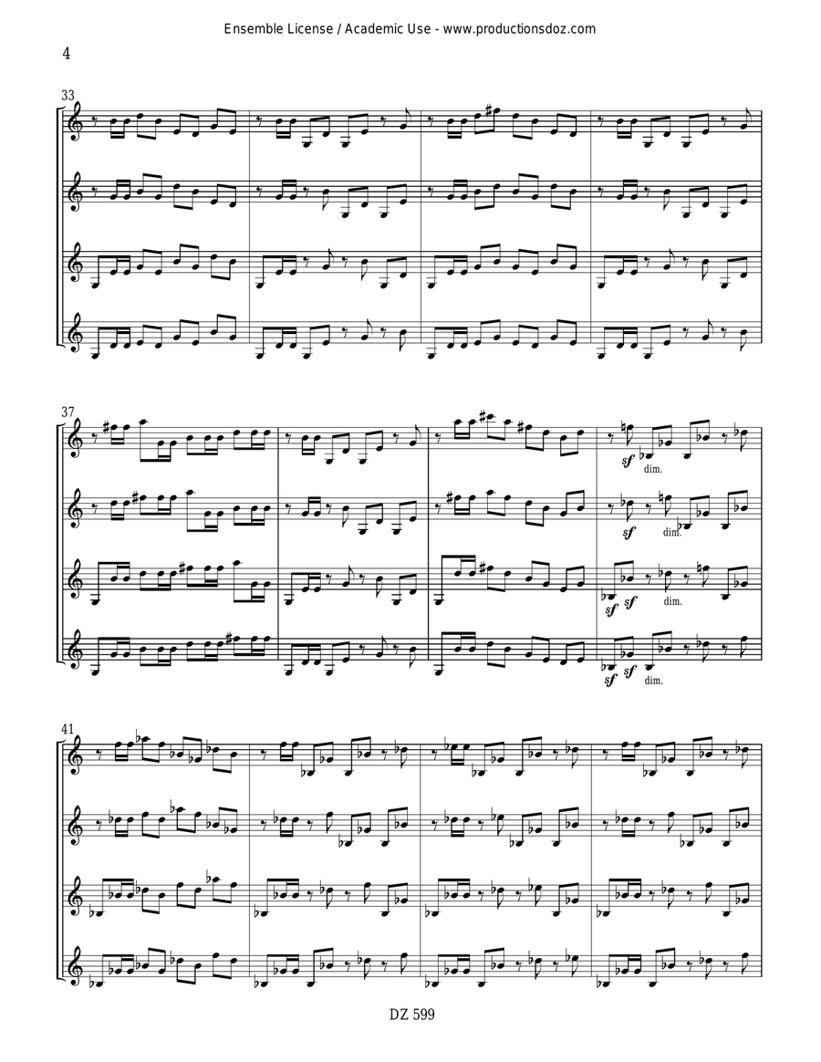 Quatuor No. 1 (La comète) Guitar Ensemble scores gallery preview page 4