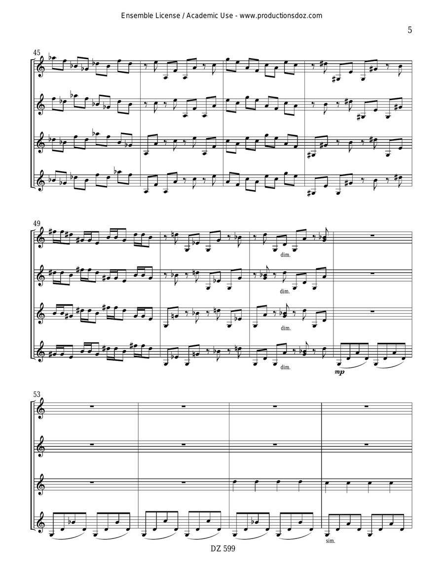 Quatuor No. 1 (La comète) Guitar Ensemble scores gallery preview page 5