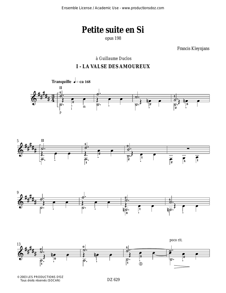 Petite suite en Si, opus 198 Classical Guitar scores gallery preview page 2