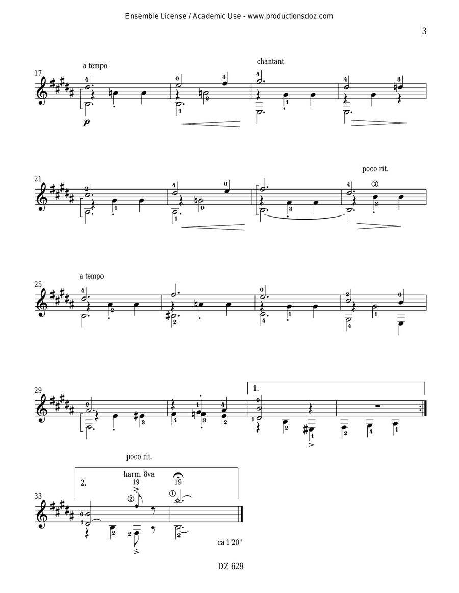 Petite suite en Si, opus 198 Classical Guitar scores gallery preview page 3
