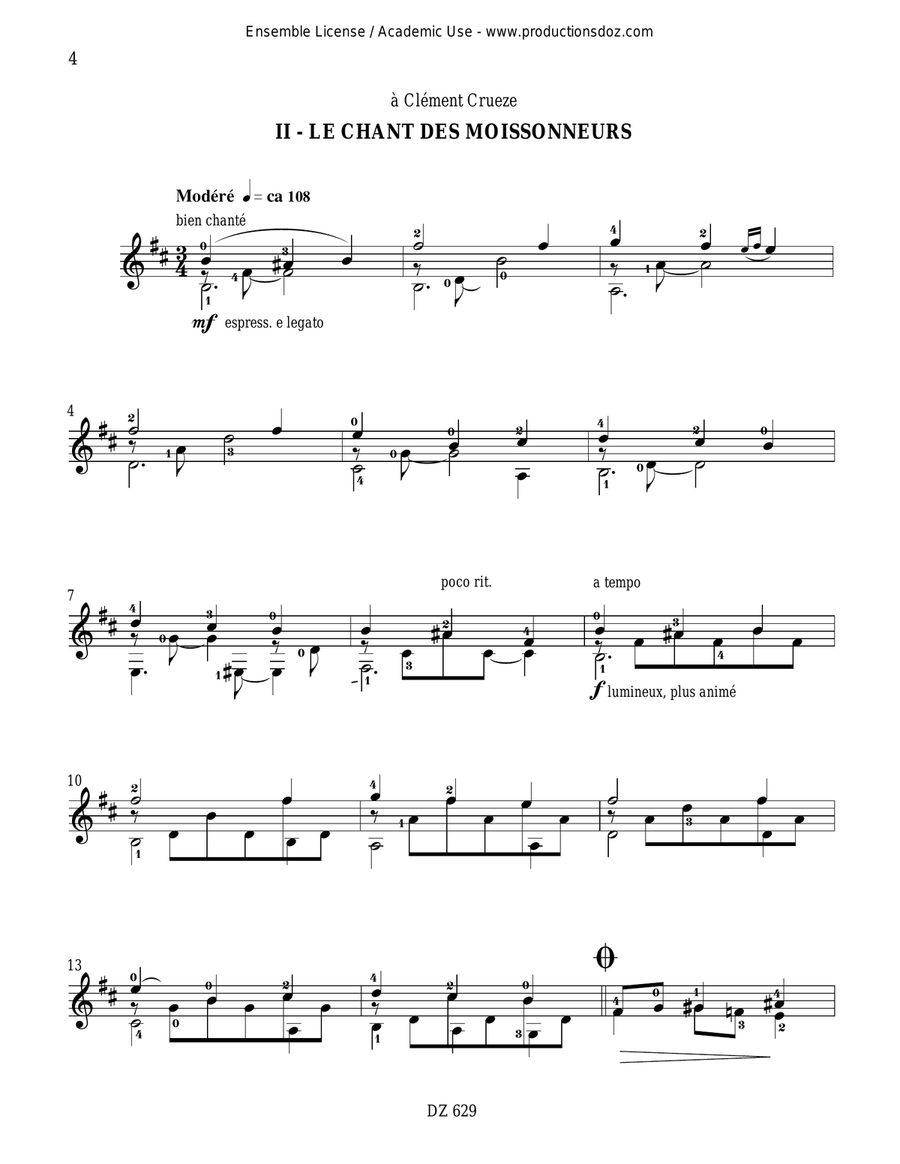 Petite suite en Si, opus 198 Classical Guitar scores gallery preview page 4