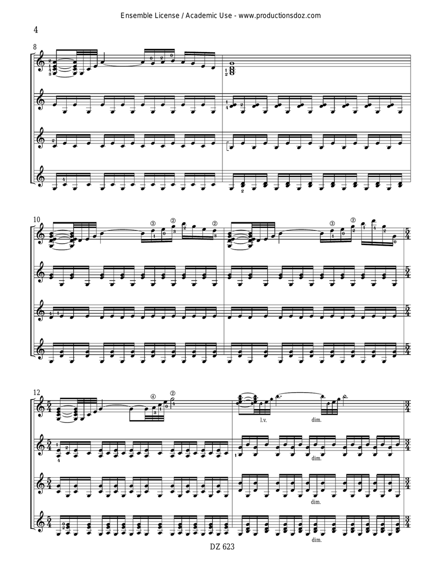 Quatuor No. 2 Quatuor No. 2 Guitar Ensemble scores gallery preview page 4