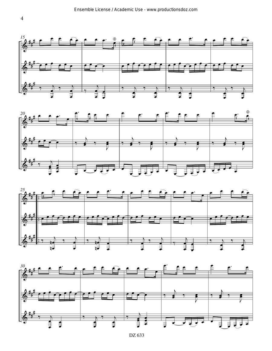 Ah! si mon moine voulait danser Guitar Ensemble scores gallery preview page 4
