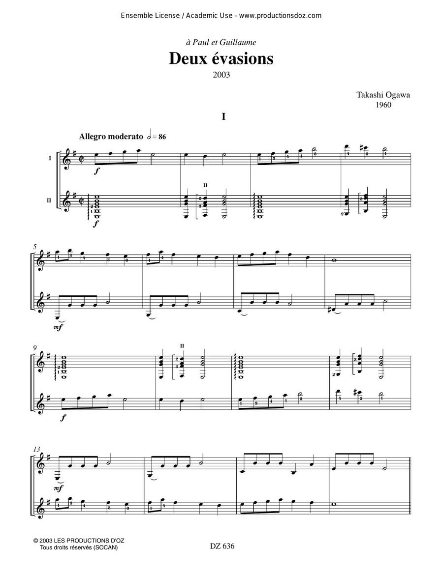 Deux évasions Deux évasions Classical Guitar scores gallery preview page 3