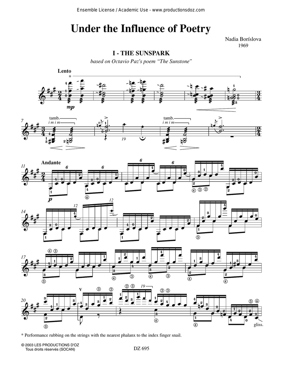 Under the Influence of Poetry Classical Guitar scores gallery preview page 3