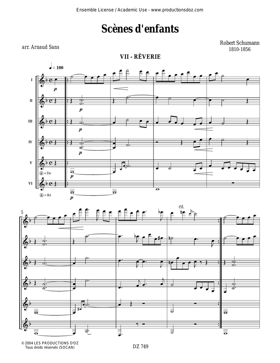 Scènes d'enfants, VII-XIII Guitar Ensemble scores gallery preview page 2
