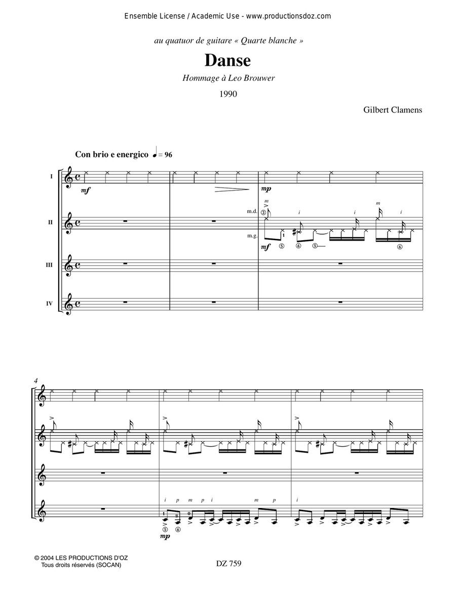 Danse Danse Guitar Ensemble scores gallery preview page 3