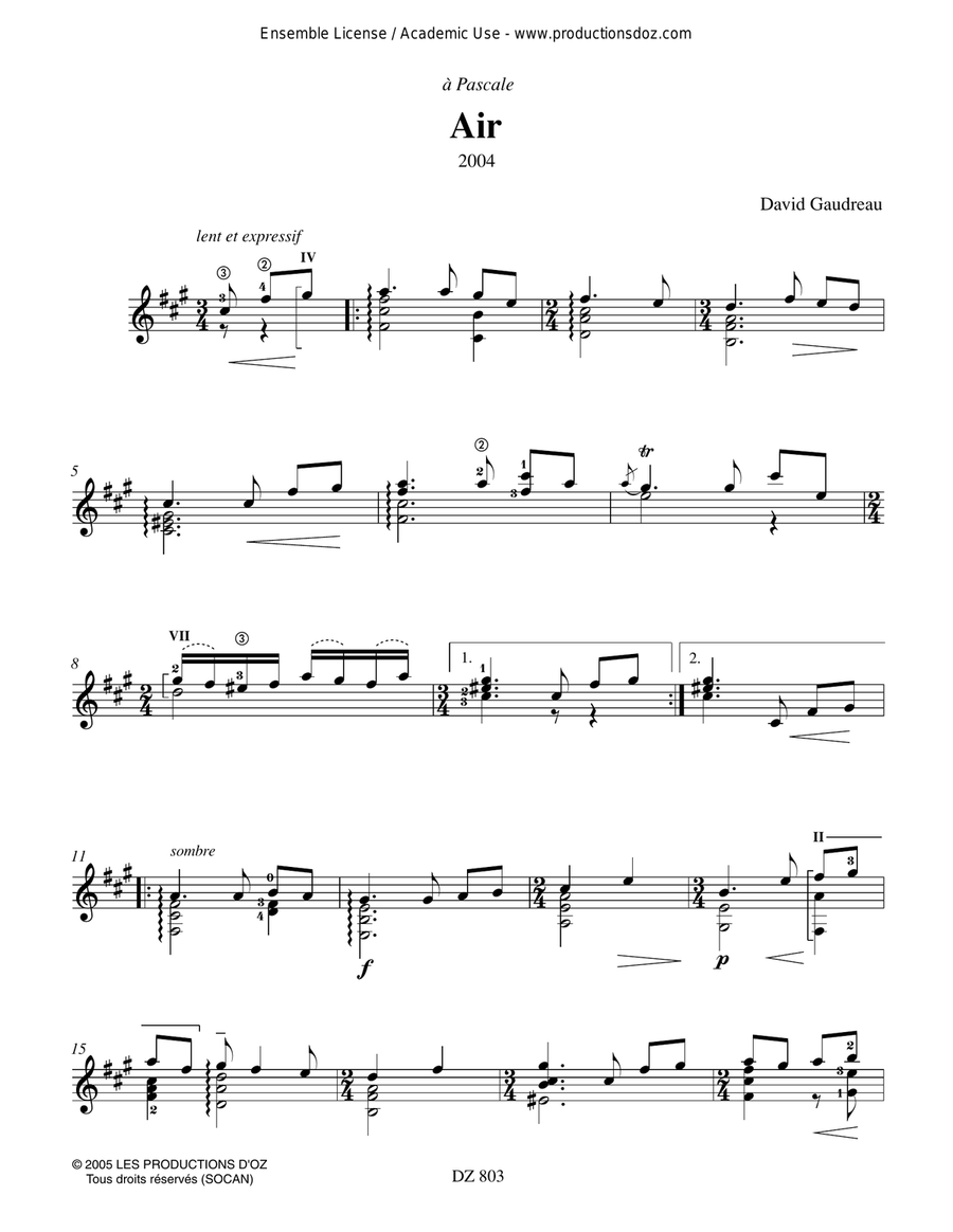 Air, Amoroso Air, Amoroso Classical Guitar scores gallery preview page 2