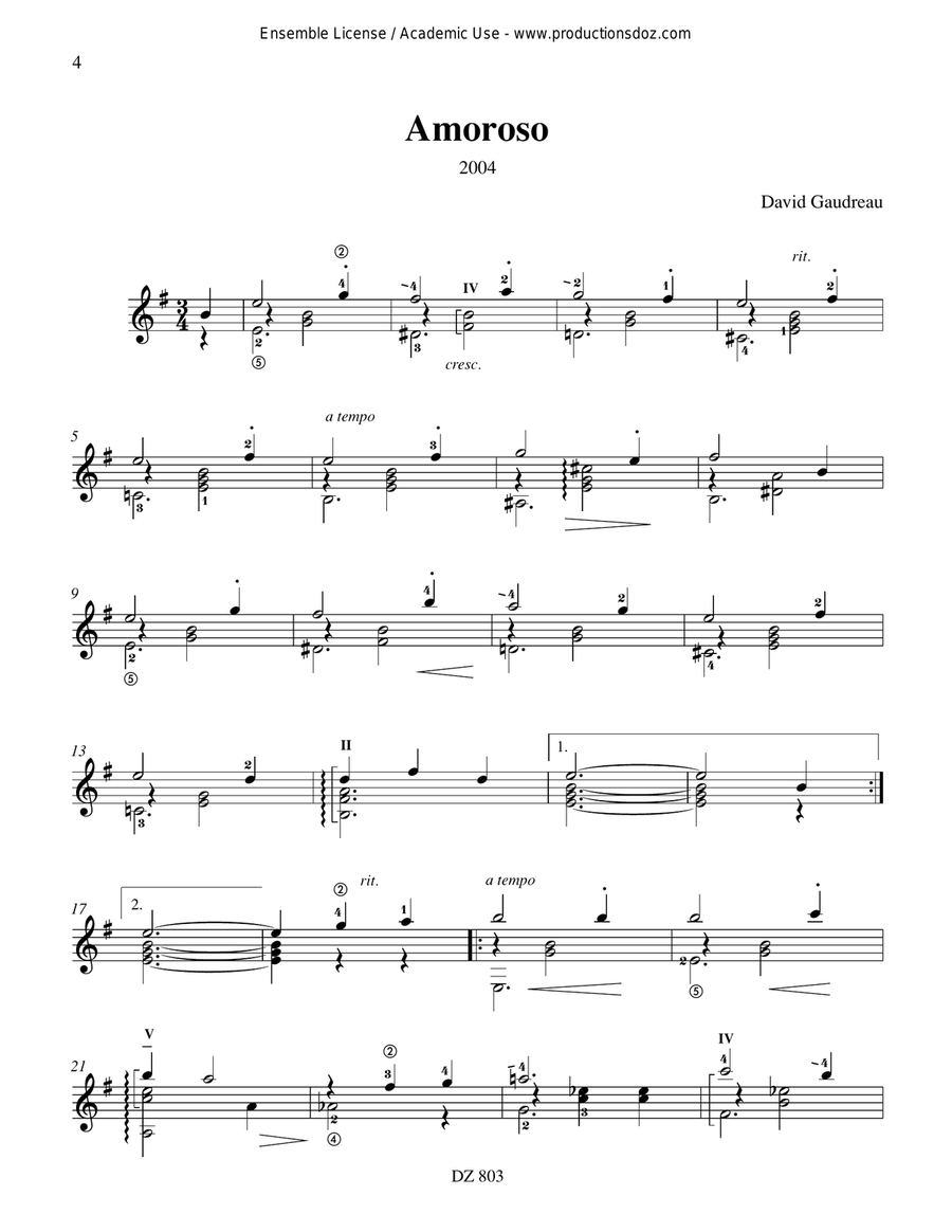 Air, Amoroso Air, Amoroso Classical Guitar scores gallery preview page 4