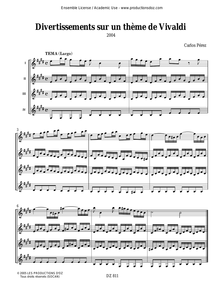 Divertissements sur un thème de Vivaldi Guitar Ensemble scores gallery preview page 3