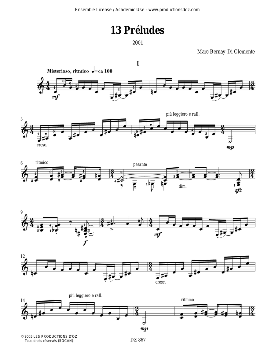 13 Préludes 13 Préludes Classical Guitar scores gallery preview page 2