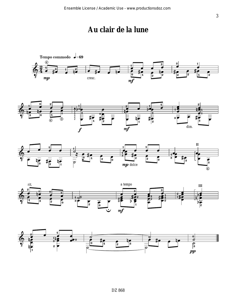 Les plus belles chansons du temps passé Classical Guitar scores gallery preview page 3