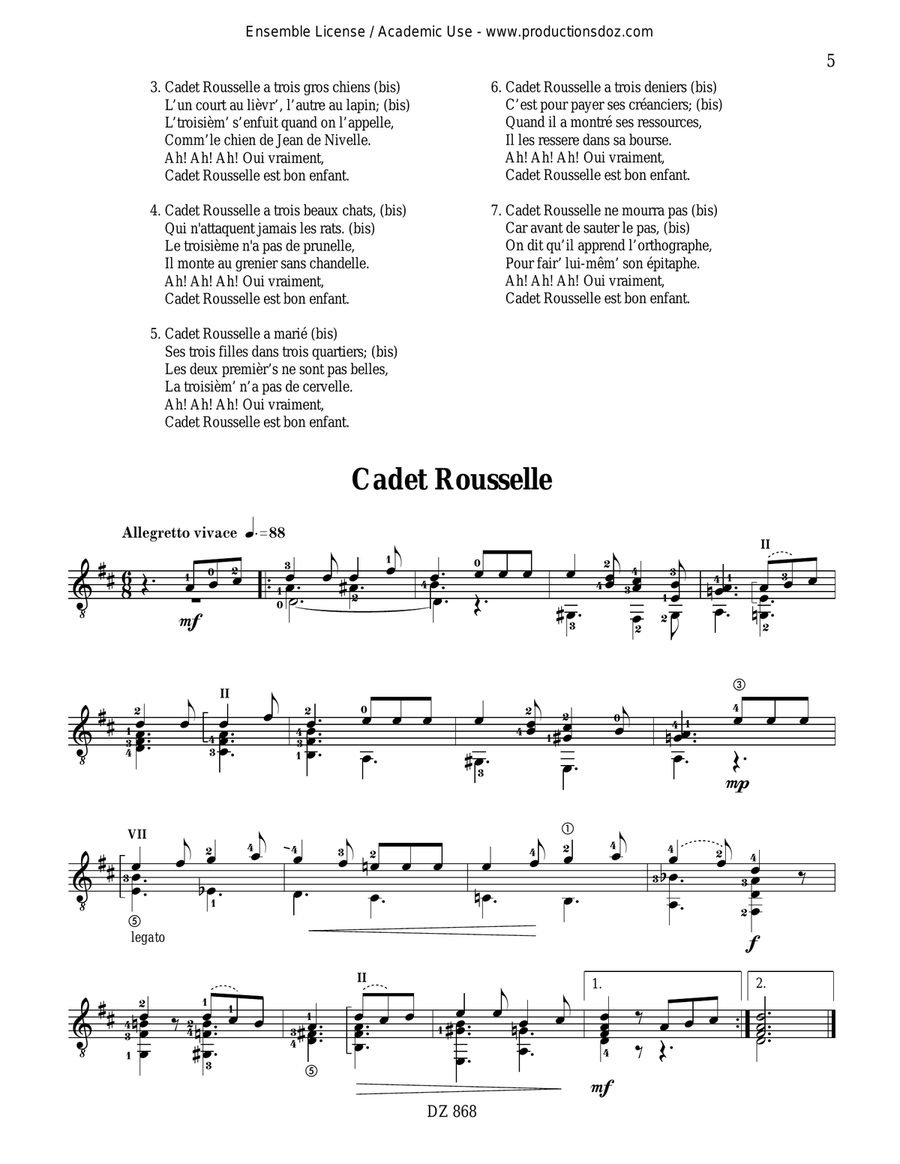 Les plus belles chansons du temps passé Classical Guitar scores gallery preview page 5