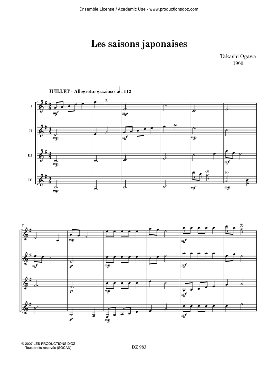 Musique facile pour 4 guitares - Japon (Les saisons japonaises, vol. 3) Guitar Ensemble scores gallery preview page 2