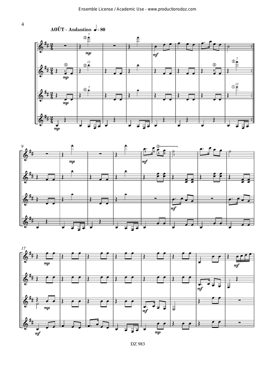 Musique facile pour 4 guitares - Japon (Les saisons japonaises, vol. 3) Guitar Ensemble scores gallery preview page 4