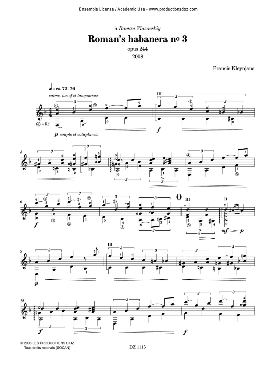 Roman's habanera no 3, opus 244 Classical Guitar scores gallery preview page 2