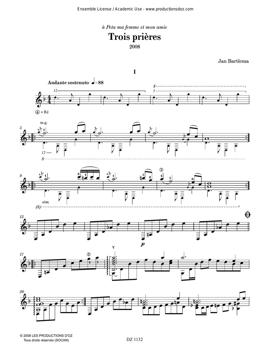 Trois prières Trois prières Classical Guitar scores gallery preview page 2
