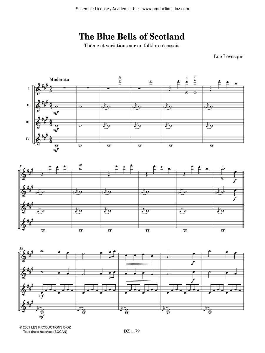 The Blue Bells of Scotland Guitar Ensemble scores gallery preview page 3
