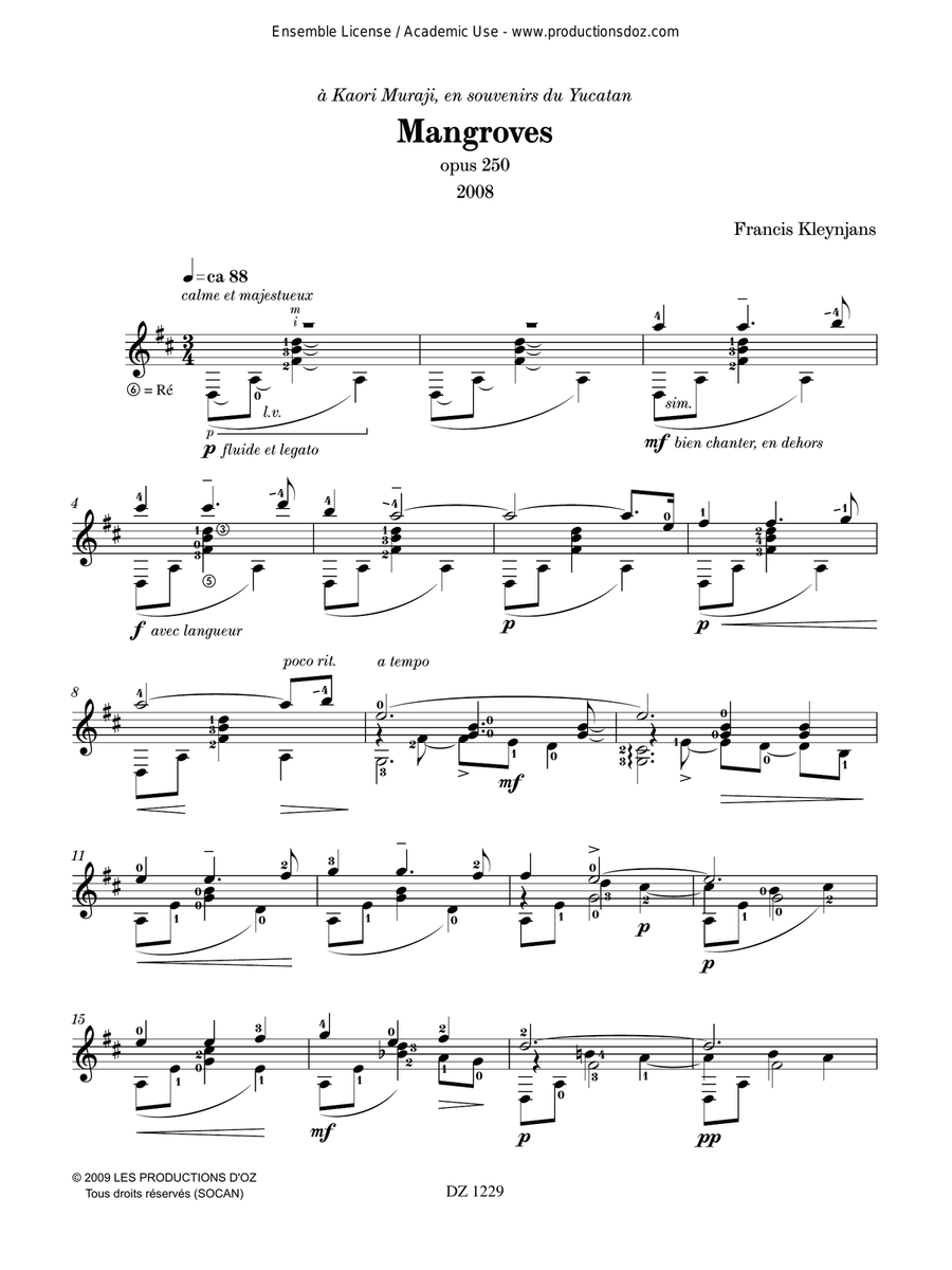 Mangroves, opus 250 Mangroves, opus 250 Classical Guitar scores gallery preview page 2